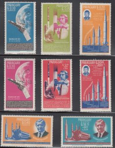 1964 PARAGUAY SPACE/ ROCKETS/ MOON/ VON BRAUN (SC#836-843) MNH VF