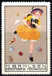Vintage Germany Poster Stamp H. Bahlsen Cookie Factory Hannover