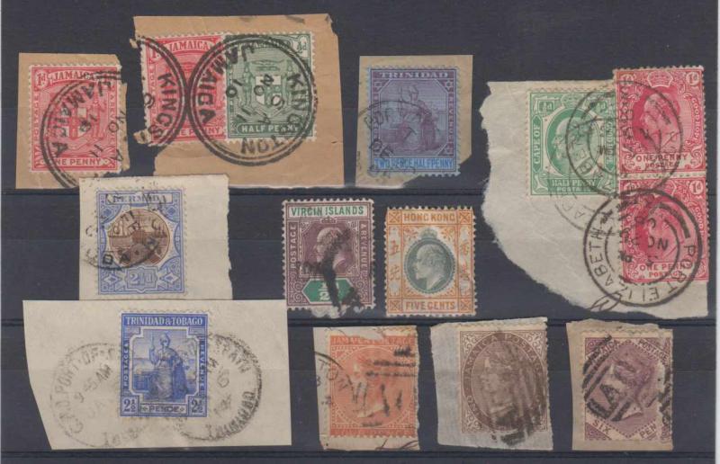 BC 1880-1910 GROUP OF 2 SINGLES & 9 PIECES KEY VALUES & GOOD CANCELS BERMUDA, HK