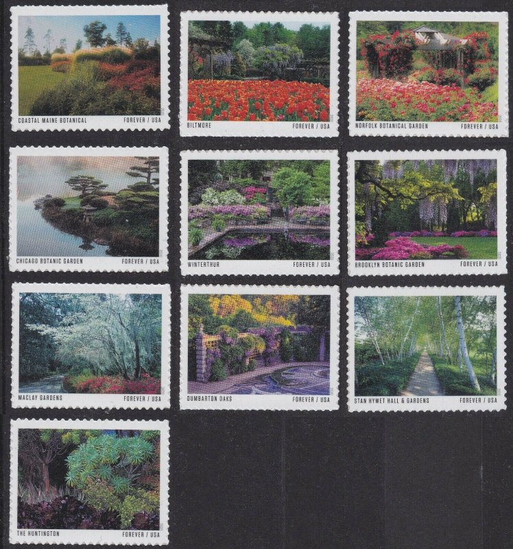 US 5461-5470 American Gardens forever set (10 single stamps) MNH 2020 