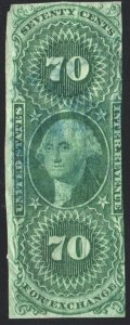 R65a 70¢ Revenue: Foreign Exchange Imperforate (1862) Used