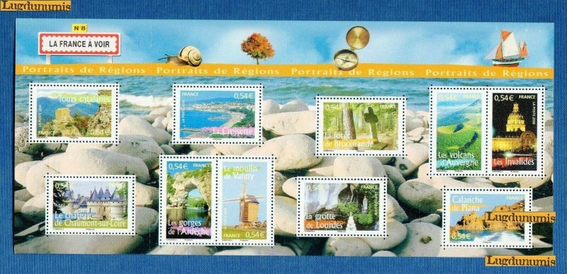 2006 FRANCE - SG:MS 4209 - FRENCH REGIONS (8)- UMM - SPLIT INTO 2 ON MIDDLE PERF