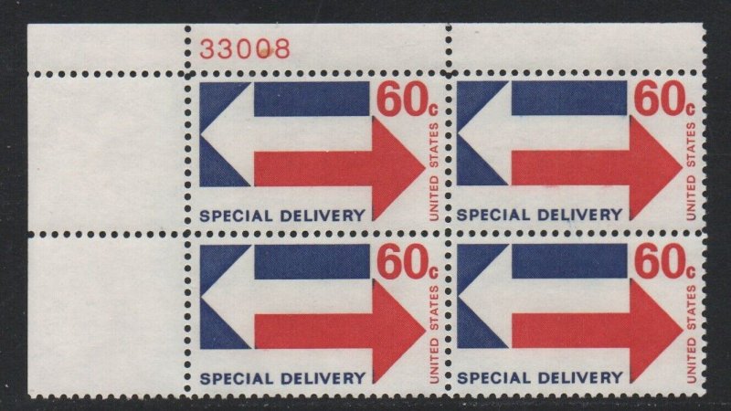 ALLY'S STAMPS  US Plate Block Scott #E23 60c Special delivery [4] MNH [FP-93a]