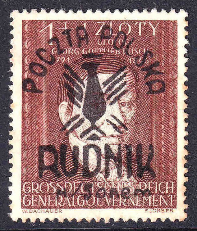 POLAND NB40 POCZTA POLSKA RUDNIK OVERPRINT USED VF SIGNED