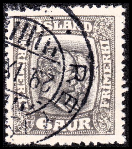 ICELAND 103 6 aur. gray & gray brown two kings 1915  VF U