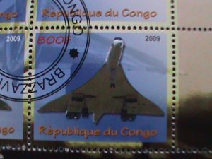 CONGO-2009-WORLD FAMOUS CONCORDE PLANES- CTO S/S VF-WE SHIP TO WORLD WIDE