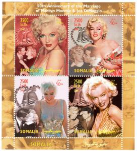 Somalia 2004 Marilyn Monroe 50th.Anniv.Marriage with Joe DIMAGGIO Shlt (4) MNH