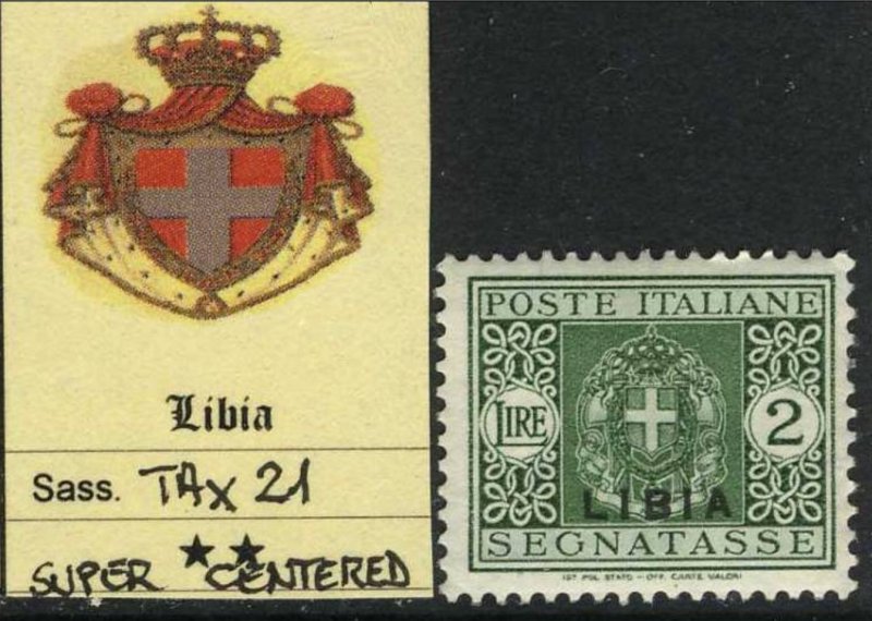 Italy Libia - Tax  n.21 cv 480$ Super Centered  MNH**