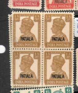 INDIA PATIALA  KGVI  1A 3P  SG 107 BLOCK OF 4     MNH    P0614H