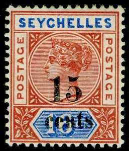 SEYCHELLES SG19, 15c on 16c chestnut & ultra, M MINT. Cat £28. DIE II