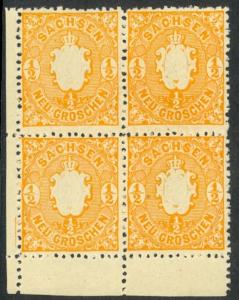 SAXONY / GERMAN STATES 1863 1/2pf Red Orange & 1/2pf Orange BLOCKS OF4 MVLH/NH