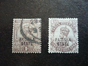 Stamps-Indian Convention State Patiala-Scott#53-54-Mint H & Used Set of 2 Stamps