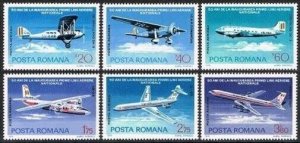 Romania C200-C205, MNH. Michel 3343-3348. Romanian Airlines-50, 1976. Airplanes.