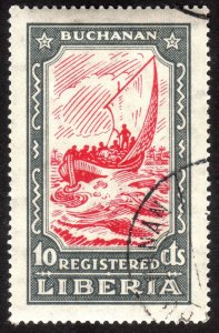 1924, Liberia 10c, Used, Sc F30