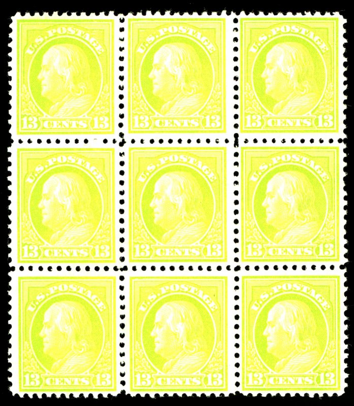 U.S. #513 MINT BLOCK OF 9 OG NH