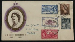 1953 Wellington New Zealand QE II Coronation First Day Cover Queen Elizabeth Loc