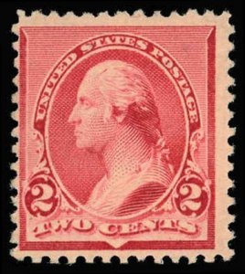 US Sc 220 MINT NO GUM - 1890 2¢ - Washington; Soft Porous Paper