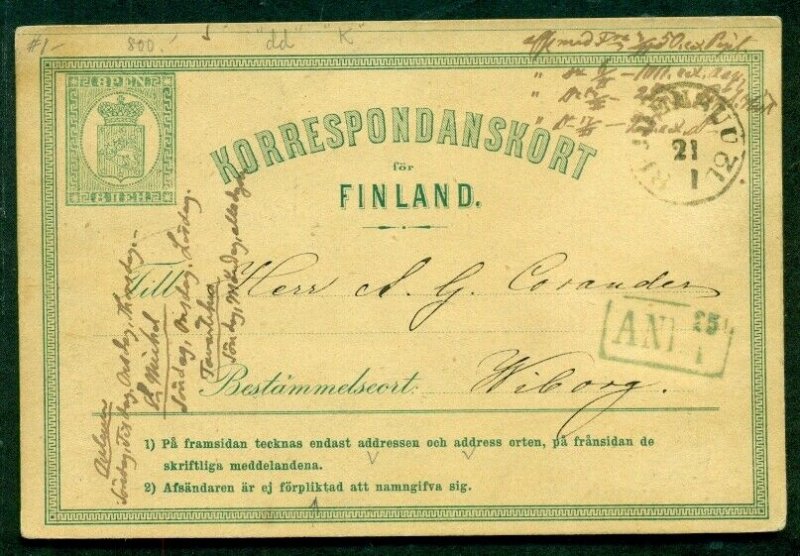 FINLAND Norma PK1A, 8pen postal card, used, VF, Norma $69.00