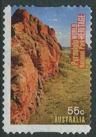 AUSTRALIAN WORLD HERITAGE SITES 2010 - 55c PURNULULU USED SELF-ADHESIVE