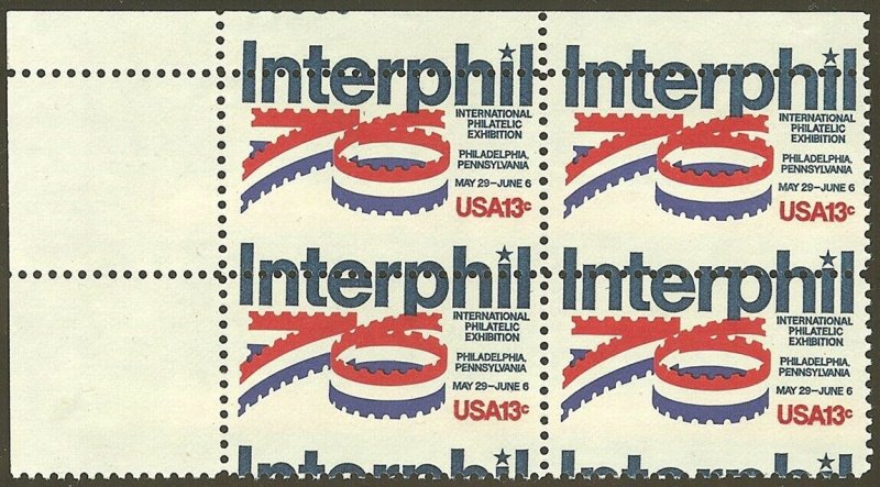 1632 - Incredible Misperf Error / EFO Plate# Block InterPhil Mint NH