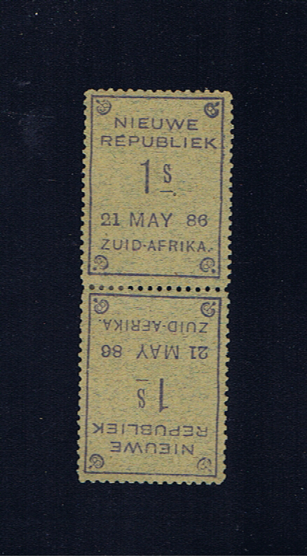 NEW REPUBLIC 1886 1s BLUE GRANITE PAPER TETE-BECHE PAIR