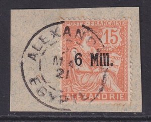 Alexandria (French Offices in Egypt), Scott 36a (Yvert 40a), used on piece