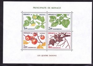 Monaco 1315 MNH 1981 Persimmon Branches Different Seasons Souvenir sheet of 4