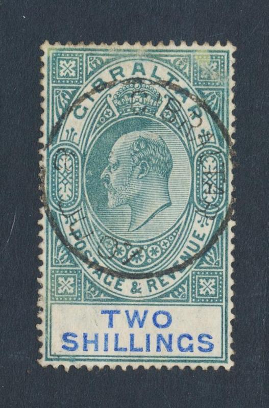 GIBRALTAR 1905, 2sh WMK MCA, VF USED SG#62 CAT£140 $185 (SEE BELOW)