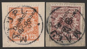 NEW GUINEA - GERMAN 1897 Eagle 25pf dark orange, & 50pf brown. 1 Expertised.