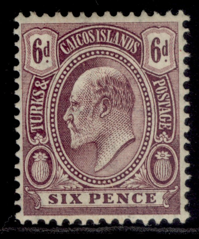 TURKS & CAICOS ISLANDS EDVII SG123, 6d purple, M MINT.