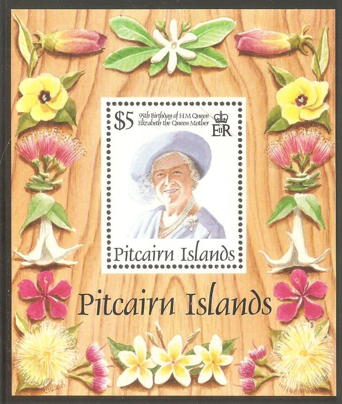 PITCAIRN ISLAND Sc# 431 MNH FVF Souvenir Sheet Queen Mother 95th