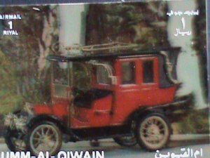 ​UMM AL QIWAIN AIRMAIL 1971  ANTIQUE CLASSIC OLD CAR-MNH- SPECIAL 3D S/S SHEET