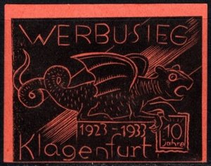 1933 Austria Poster Stamp 10 Years Advertising Klagenfurt (Lindwurm) Unused