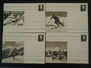 High Tatras winter games set of 8 postal stationery cards Czechoslovakia 1948
