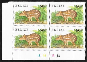 Belize  #913  60c  Gibnut  margin block of 4 (MNH) CV $19.00
