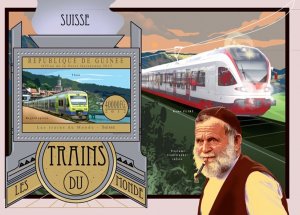 GUINEA - 2012 - Swiss Trains - Perf Souv Sheet - Mint Never Hinged