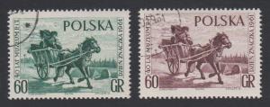 Poland Horses 'Mail Cart' painting by J. Chelmonski Stamp Day 2v CTO