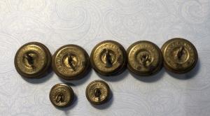 Lot of 7 Antique Post Office Department POD Uniform Buttons 5 Coat and 2 Cuff