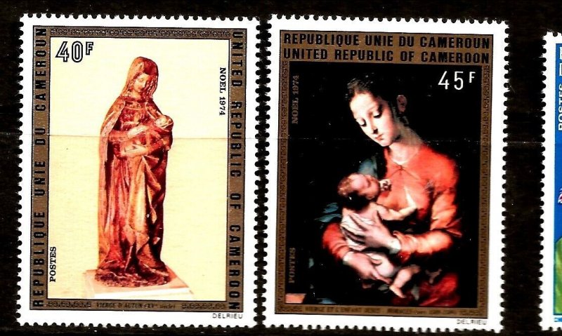 Cameroun Sc 597-8 NH issue of 1974 - Christmas - Art 