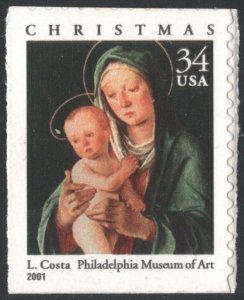 SC#3536 34¢ Madonna & Child Booklet Single (2001) SA