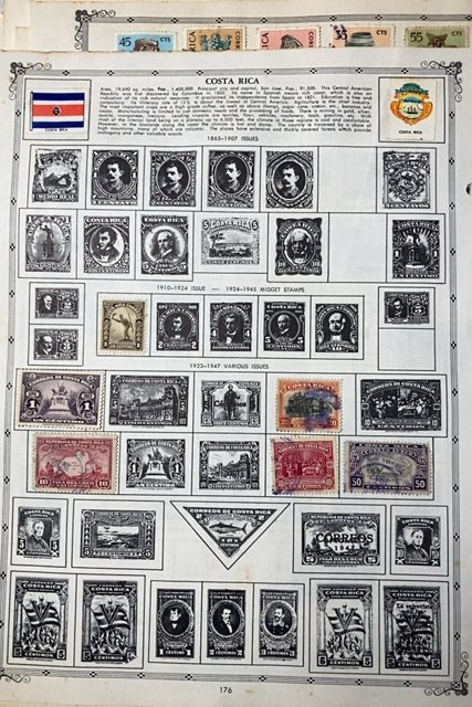 OLD CUBA & COSTA RICA STAMPS HINGED ON ALBUM PAGES + SOME OTHER COUNTRIES