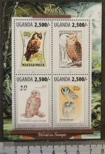 Uganda 2013 owls birds of prey stamp on stamp m/sheet mnh 