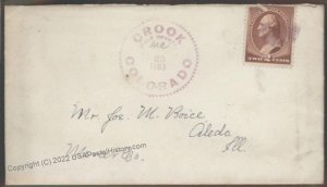 USA Christmas 1883 Crook Weld Logan County Colorado Fancy Gear Cancel 101747