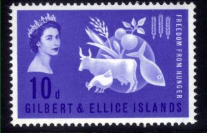 Gilbert & Ellice Isl 1963 QE2 10d Blue Freedom From Hunger Umm SG 79 (  B959 )