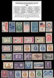 1960 Complete Mint Set of Vintage Commemorative Stamps