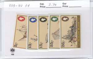 Falkland Islands 339-43 Shipwrecks mnh