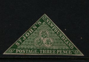 Newfoundland #3 Mint Fine - Very Fine Full Original Gum Hinged **With Cert.*