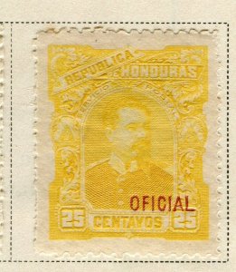 HONDURAS; 1891 early classic Official issue fine Mint hinged 25c. value