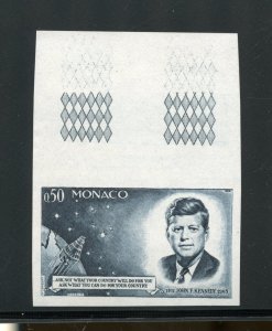 MONACO 1964 JOHN F. KENNEDY MEMORIAL STAMP IMPERF COLOR PROOF IV  MINT NH