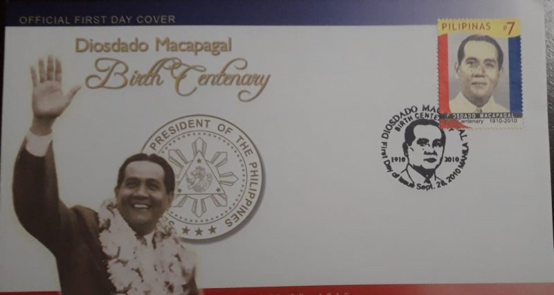 O) 2010 PHILIPPINES, PRESIDENT DIOSDADO MACAPAGAL. FDC XF